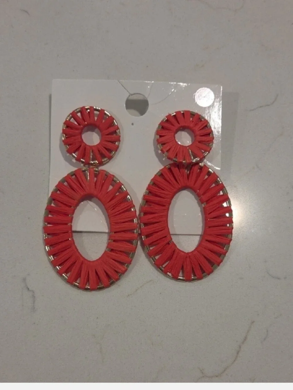 Forever 21 Coral Raffia Oval Drop Earrings - Forever 21